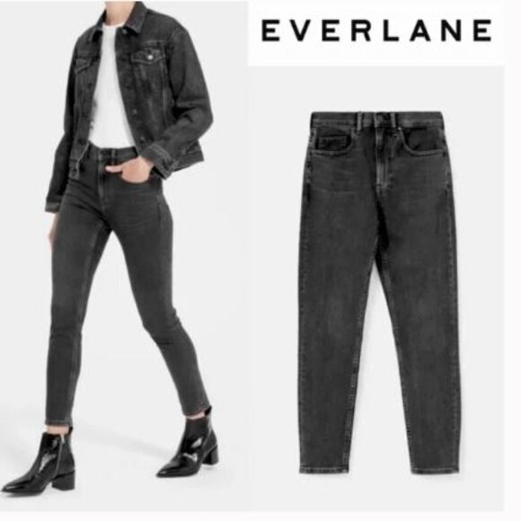 Everlane Washed Black High-Rise Skinny Jeans - Size 28 - Picture 1 of 8